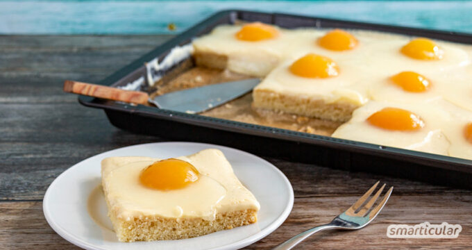 Mit diesem Rezept für eifreien Spiegeleikuchen brauchst zu Ostern oder zu anderen Gelegenheiten auf nichts zu verzichten.