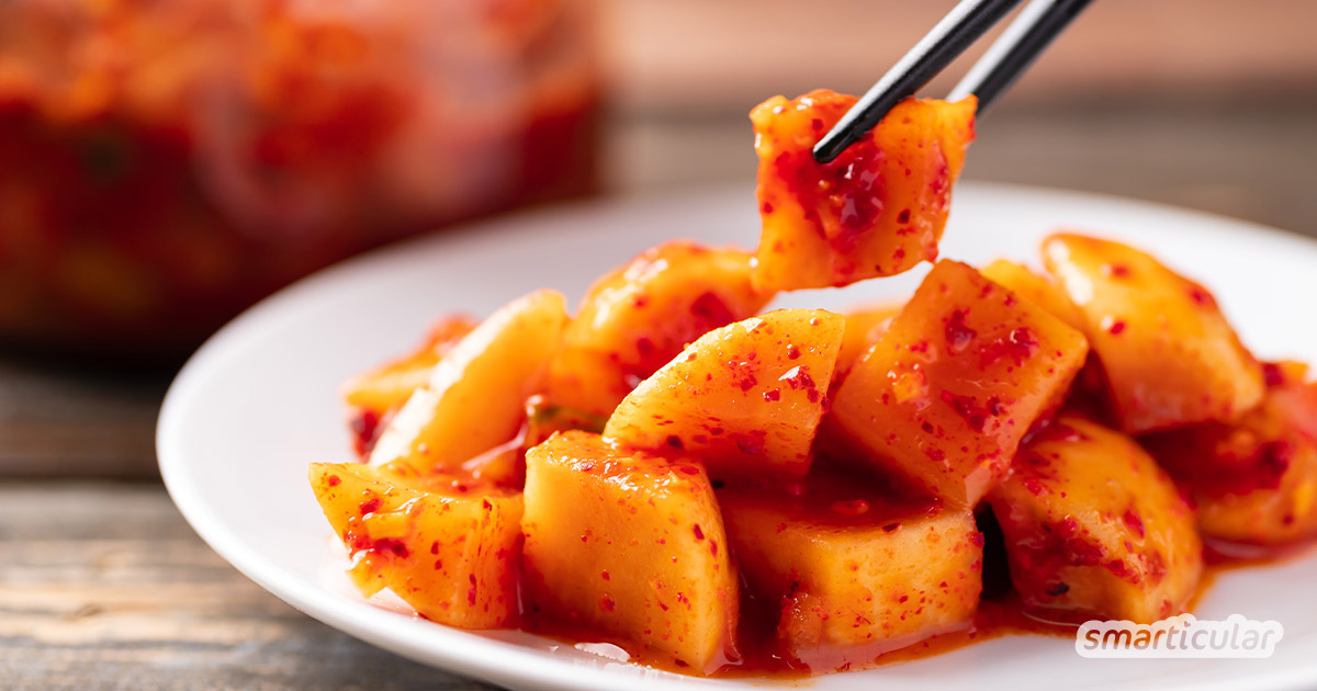 Kkakdugi: köstliches Kimchi mit Rettich