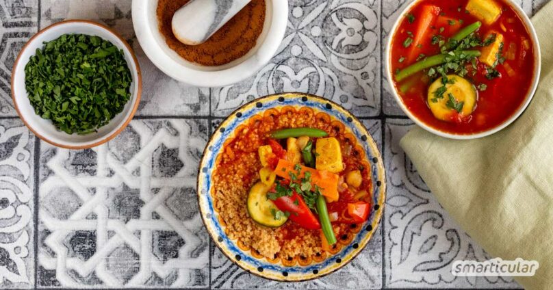 Ein von der Gemüse-Tajine inspirierter marokkanischer Eintopf lässt sich dank der aromatischen Gewürzvielfalt immer wieder abwandeln und ergänzen - je nach Saison.