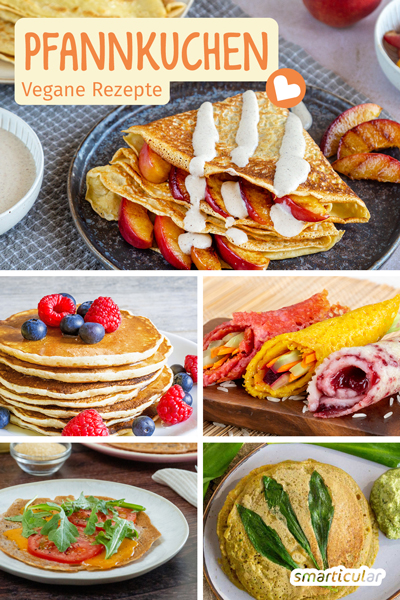 Vegane Pfannkuchen lassen sich auf vielerlei Weise zubereiten. Hier findest du Rezepte für Crêpes, Eierpfannkuchen, Pancakes, Tortillas und Co.