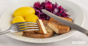 Gebeizter Brattofu ist eine würzige Alternative zu Fleischgerichten. Das vegane Gericht kann auch Liebhaber deftiger Hausmannskost überzeugen.