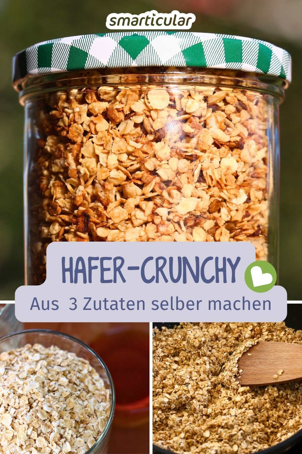 Lecker und gesund! So leicht kannst du ein knackiges Knuspermüsli selber machen - aus Haferflocken, Pflanzenöl und einer Süße deiner Wahl.