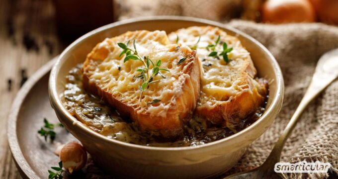 Mit diesem Rezept gelingt dir die Zubereitung der klassischen Französischen Zwiebelsuppe mit regionale und preiswerten Zutaten.
