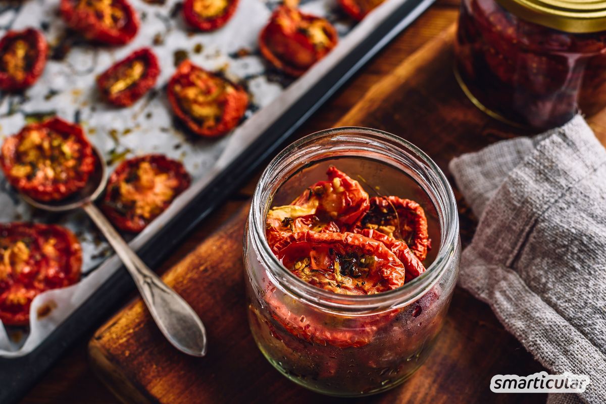 Rezept f&uuml;r gebackene Tomaten in Oliven&ouml;l