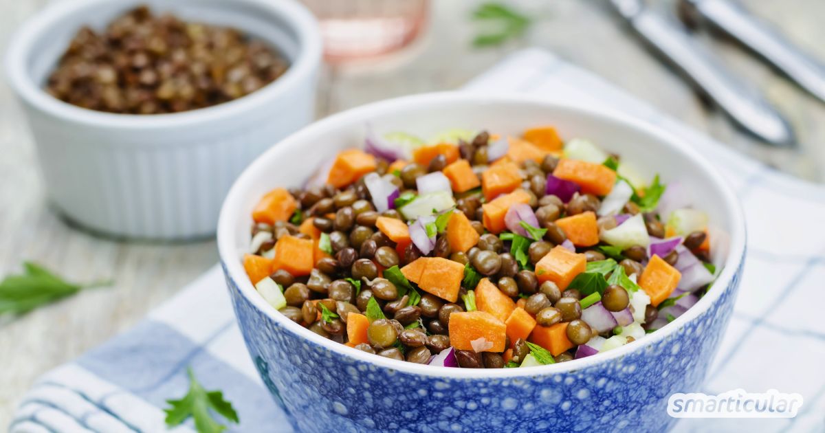 Mit einem Linsensalat bringst du eine sättigende und gleichzeitig erfrischende Mahlzeit auf den Tisch - mit jeder Menge gesunder Nährstoffe.