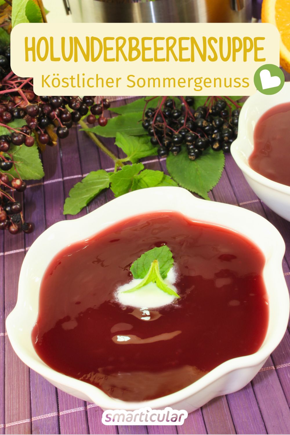 Für eine Holunderbeerensuppe benötigst du wenige Zutaten. Sie ist schnell gemacht und perfekt für den Sommer, denn sie schmeckt auch kalt.