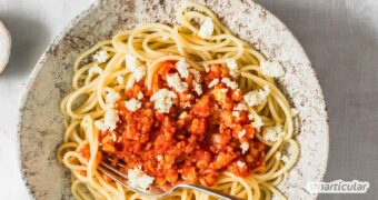 Eine Blumenkohl-Bolognese ist vitalstoffreich und kalorienarm. Mit Kräutern und Gewürzen wird sie zu einer aromatischen Pasta-Soße.