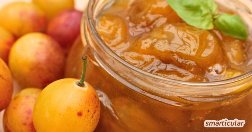 Wohin mit all den Mirabellen? Zu Mirabellenkompott verarbeitet sind sie monatelang haltbar - eingekocht sogar bis zur nächsten Ernte.