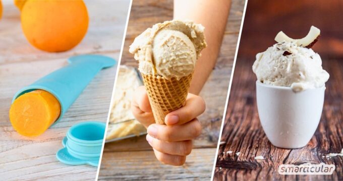 Statt Kuhmilch und Sahne reichen ein paar pflanzliche Zutaten aus, um veganes Eis selber zu machen - Rezepte für Eiscreme und Wassereis.