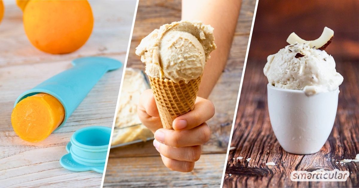 Statt Kuhmilch und Sahne reichen ein paar pflanzliche Zutaten aus, um veganes Eis selber zu machen - Rezepte für Eiscreme und Wassereis.