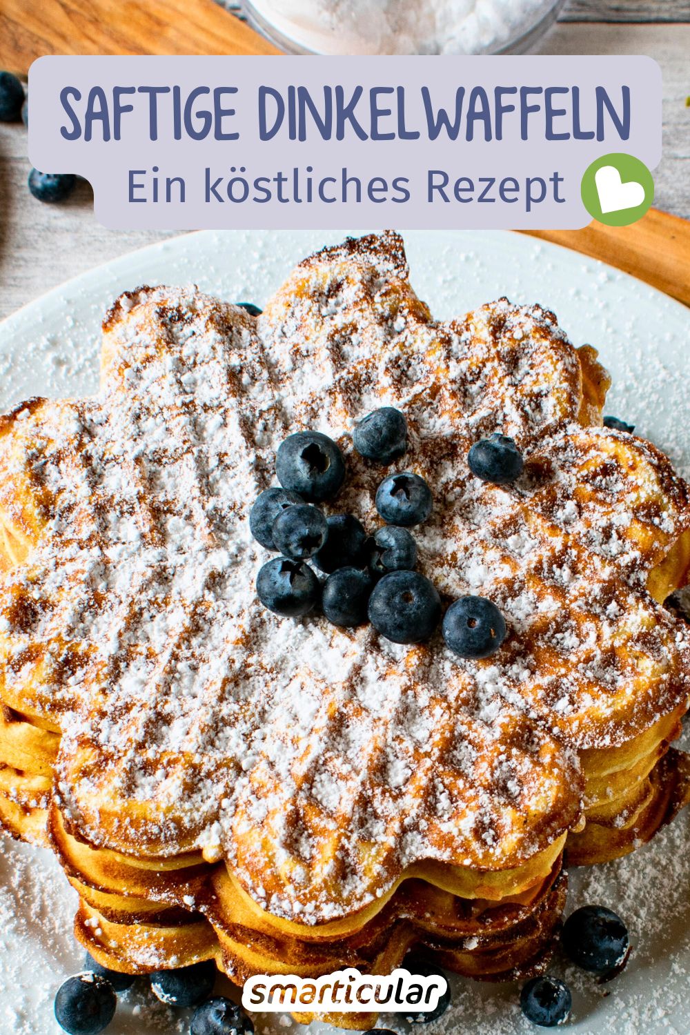 Diese Dinkelwaffeln sind besonders saftig und aromatisch. Du kannst sie auf Wunsch mit Vollkornmehl und rein pflanzlich zubereiten - lecker!