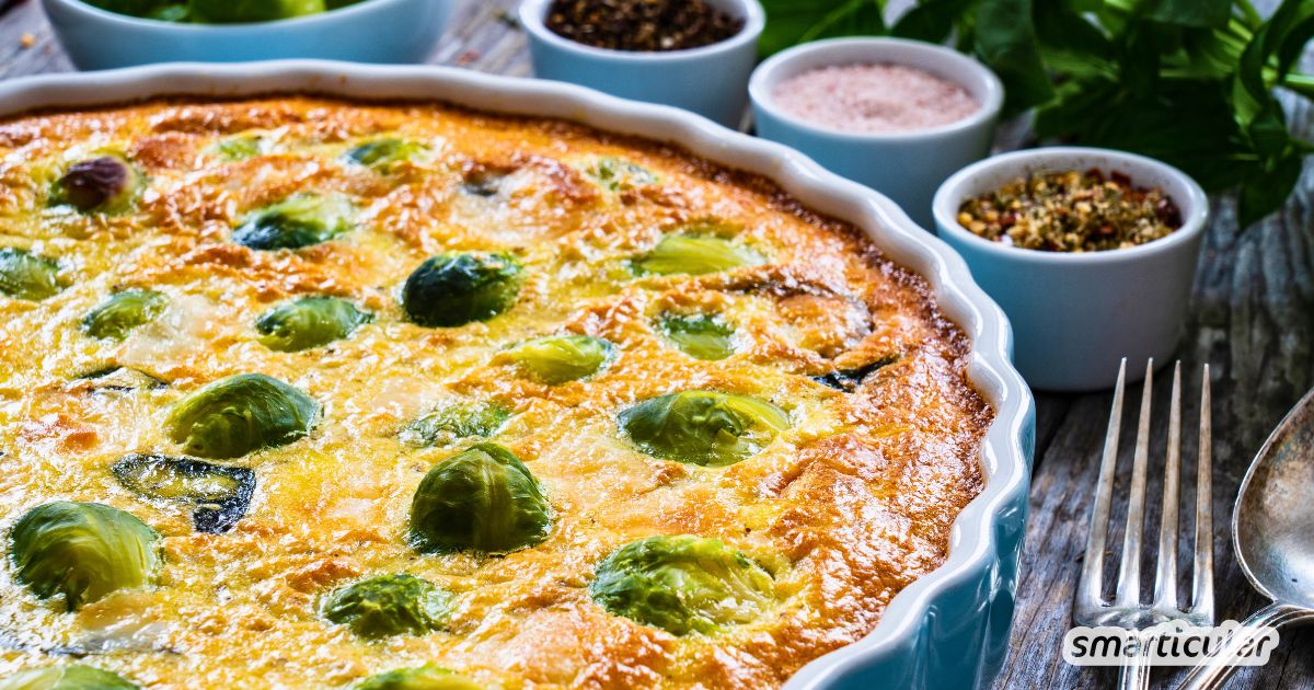 Leckere Rosenkohl-Quiche selber machen: Mit saftigem Boden, geröstetem Rosenkohl und cremiger Füllung – so schmeckt der Herbst!