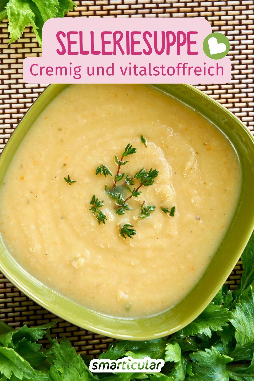 Einfacher als in einer würzigen Selleriesuppe kannst du das gesunde Wurzelgemüse kaum genießen – lecker cremig und voller Vitalstoffe.