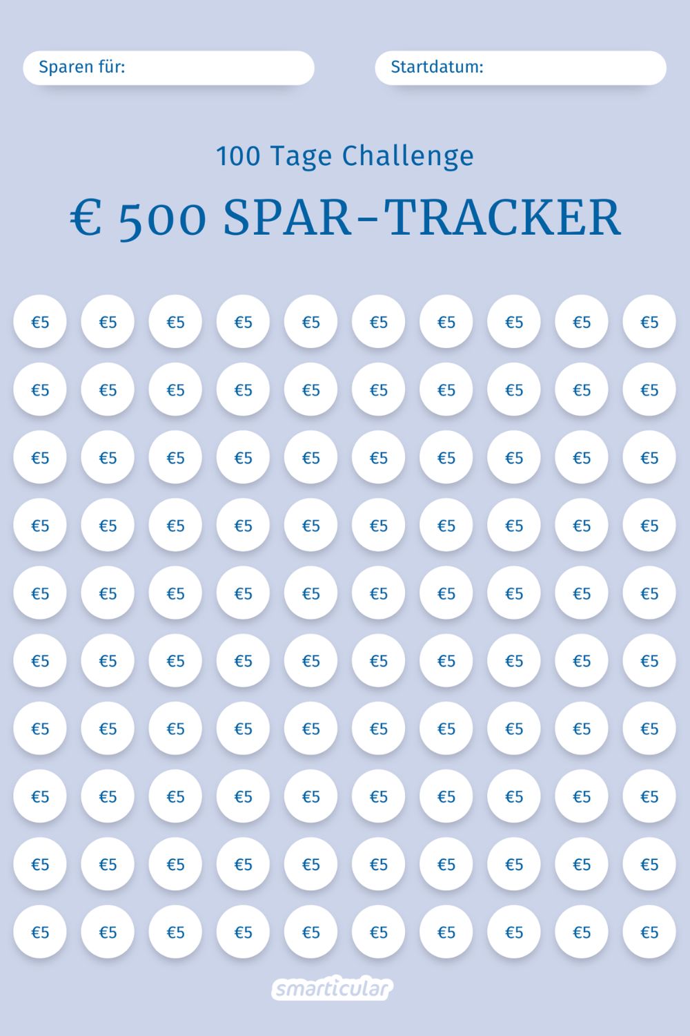 Sparchallenges wie die 5-Euro-Challenge oder die 52-Wochen-Sparchallenge helfen dir beim Sparen. Mit kostenlosen Vorlagen.