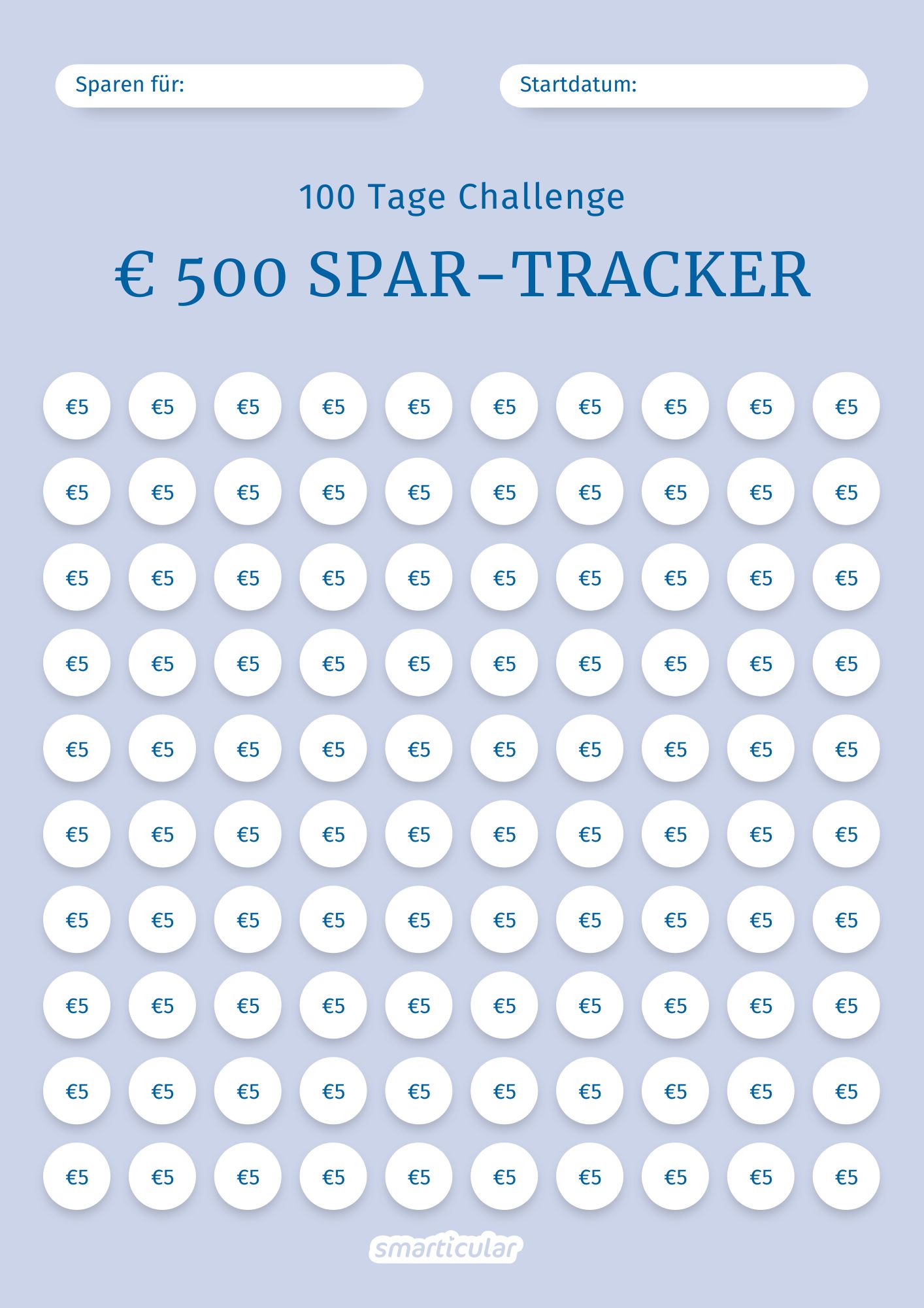 Sparchallenges wie die 5-Euro-Challenge oder die 52-Wochen-Sparchallenge helfen dir beim Sparen. Mit kostenlosen Vorlagen.