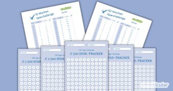 Sparchallenges wie die 5-Euro-Challenge oder die 52-Wochen-Sparchallenge helfen dir beim Sparen. Mit kostenlosen Vorlagen.