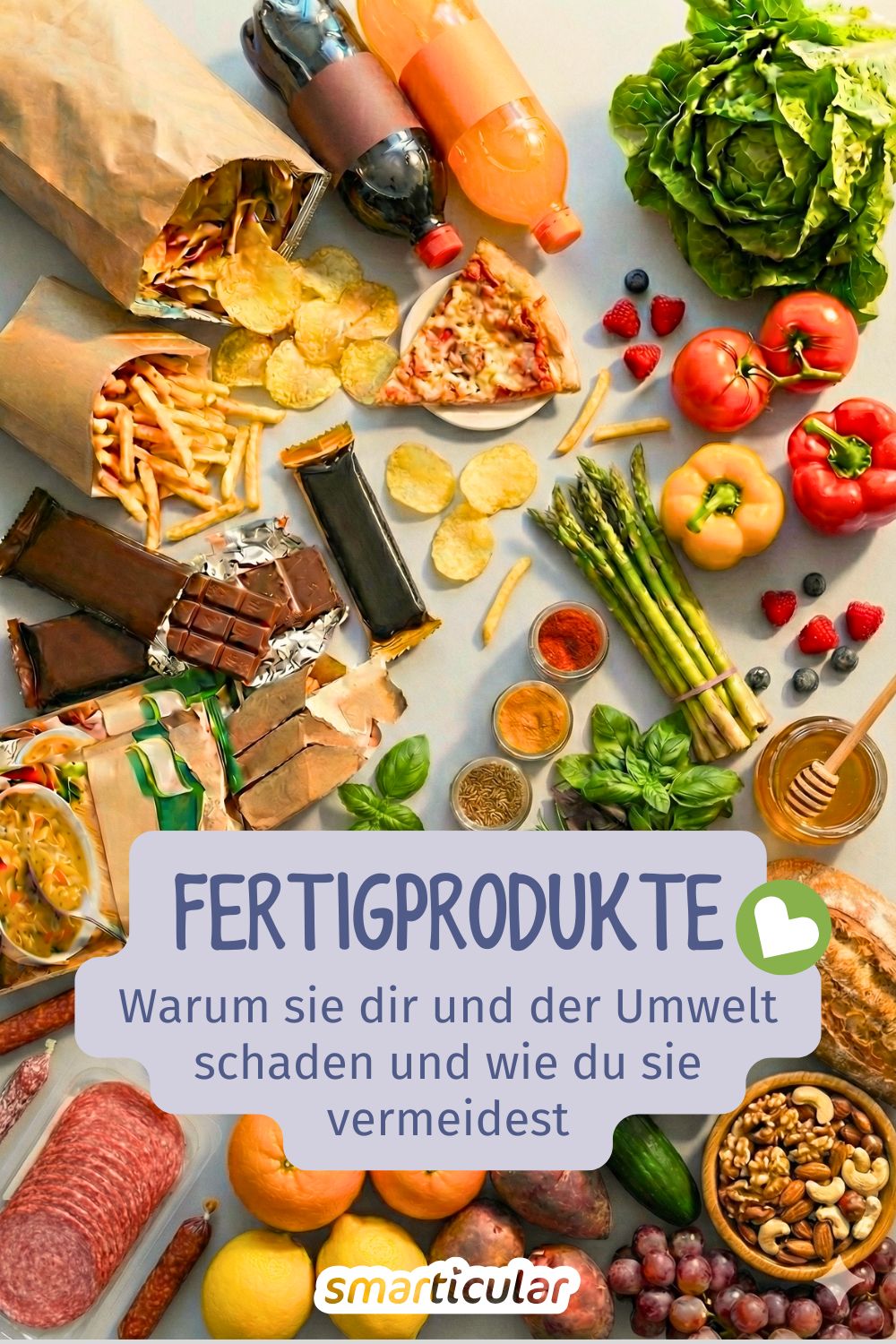 Hochverarbeitete Lebensmittel schaden Gesundheit und Natur. Erfahre, warum echtes Essen besser ist und entdecke gesunde Alternativen.