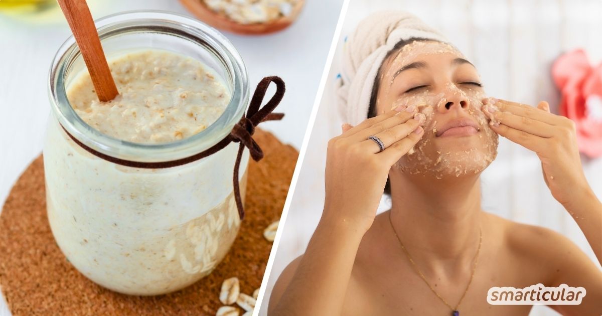 Aus nur zwei Zutaten lässt sich eine Haferflocken-Maske selber machen. Probiere das Grundrezept und passe es einfach an deinen Hauttyp an.