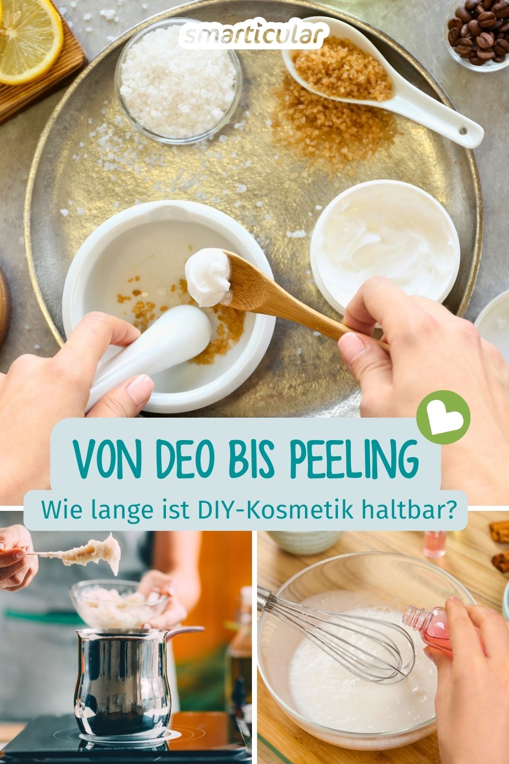 Wie lange hält selbstgemachte Kosmetik? Erfahre hier, wie lange Cremes, Deos, Shampoo-Bars, Peelings und Co. typischerweise verwendbar sind.