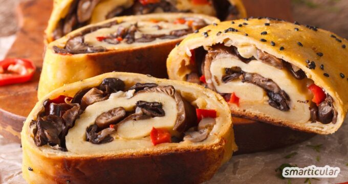 Wie wäre es heute mit einem köstlichen Pilzstrudel? Erfahre, wie du ihn vom Strudelteig bis zur saftigen Füllung selbst zubereitest.