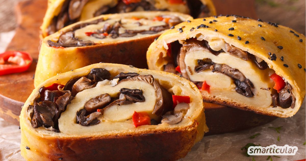 Wie wäre es heute mit einem köstlichen Pilzstrudel? Erfahre, wie du ihn vom Strudelteig bis zur saftigen Füllung selbst zubereitest.