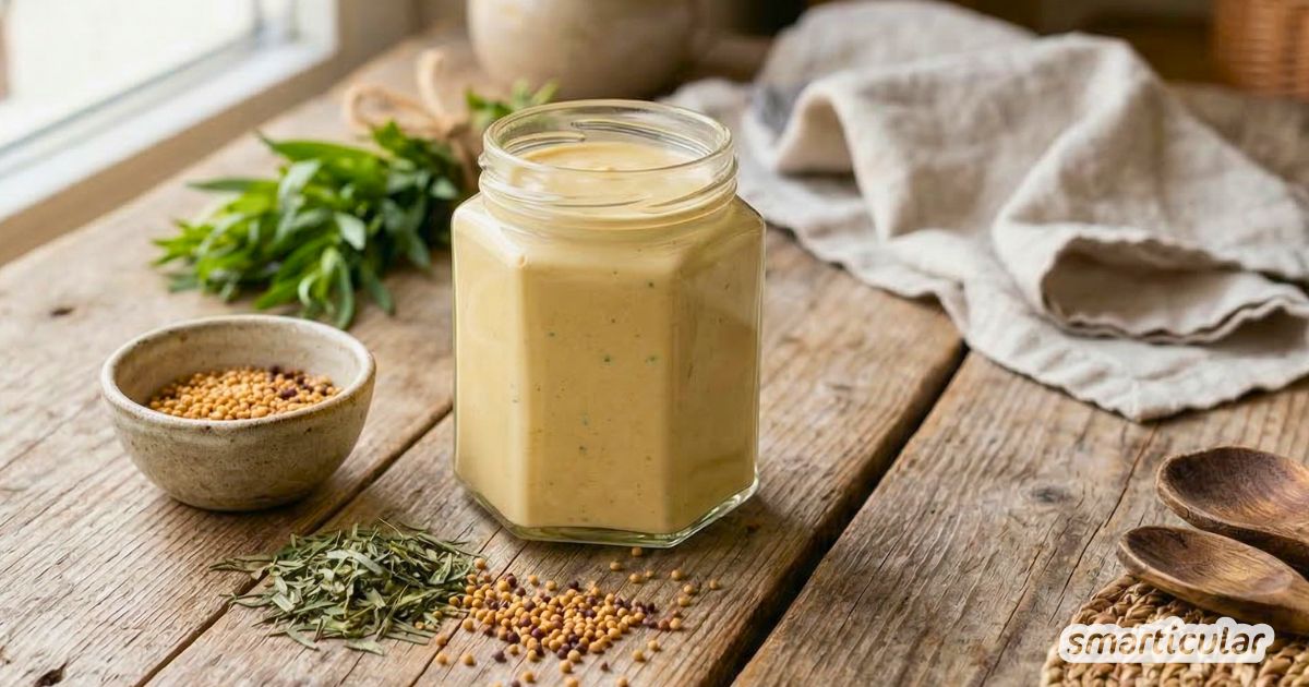 Estragon-Senf einfach selber machen! Mit diesem Rezept gelingt die würzige Beilage ohne Zusatzstoffe - perfekt zum Grillen und für Saucen.