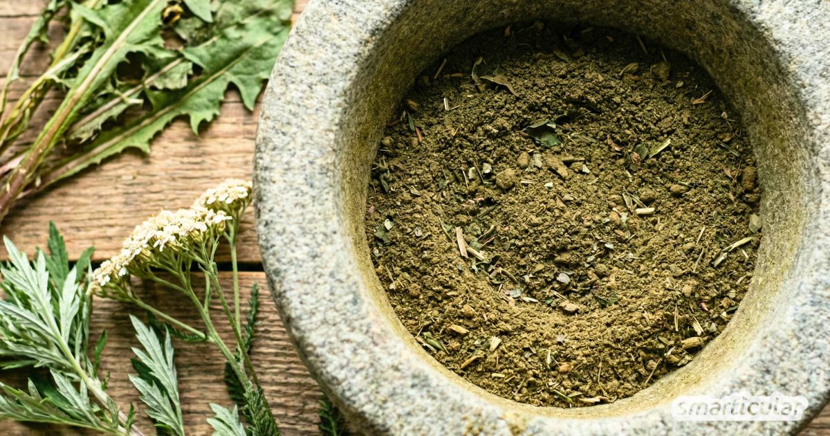 Bitterpulver selber machen: Natürliche Unterstützung für Verdauung und Stoffwechsel mit heimischen Kräutern - mit Rezept und Anwendung.