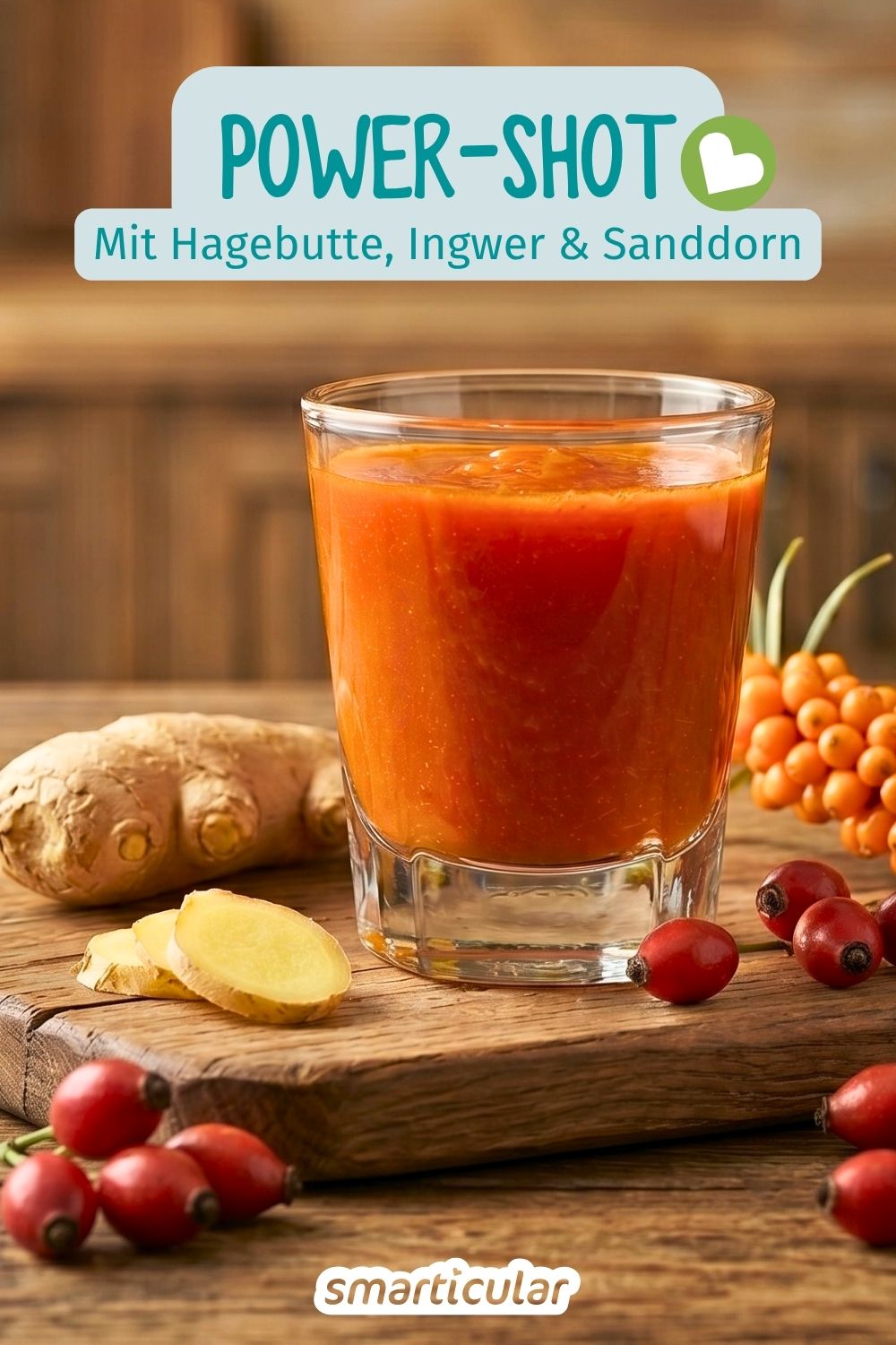 Immun-Booster selbst gemacht: Entdecke das Rezept für einen Hagebutten-Ingwer-Shot - mit Tipps zu Dosierung, Haltbarkeit und Variationen.
