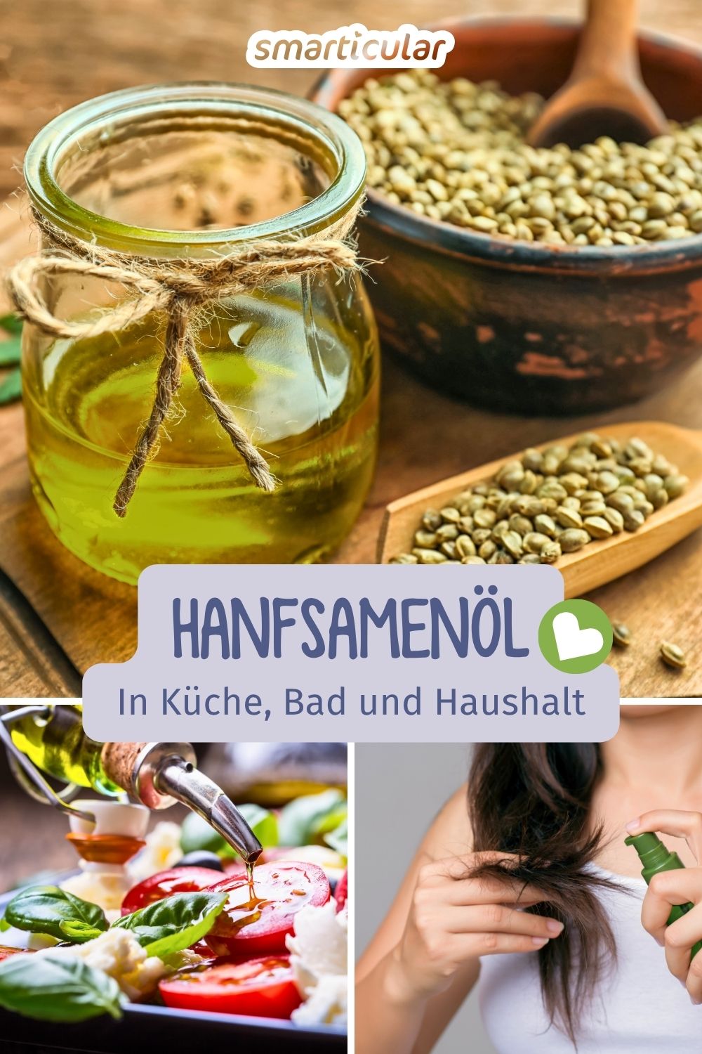 Das grüne Wunder für die Hautpflege, gesunde Ernährung und den Haushalt. Entdecke die besten Anwendungen und die Wirkung von Hanfsamenöl.