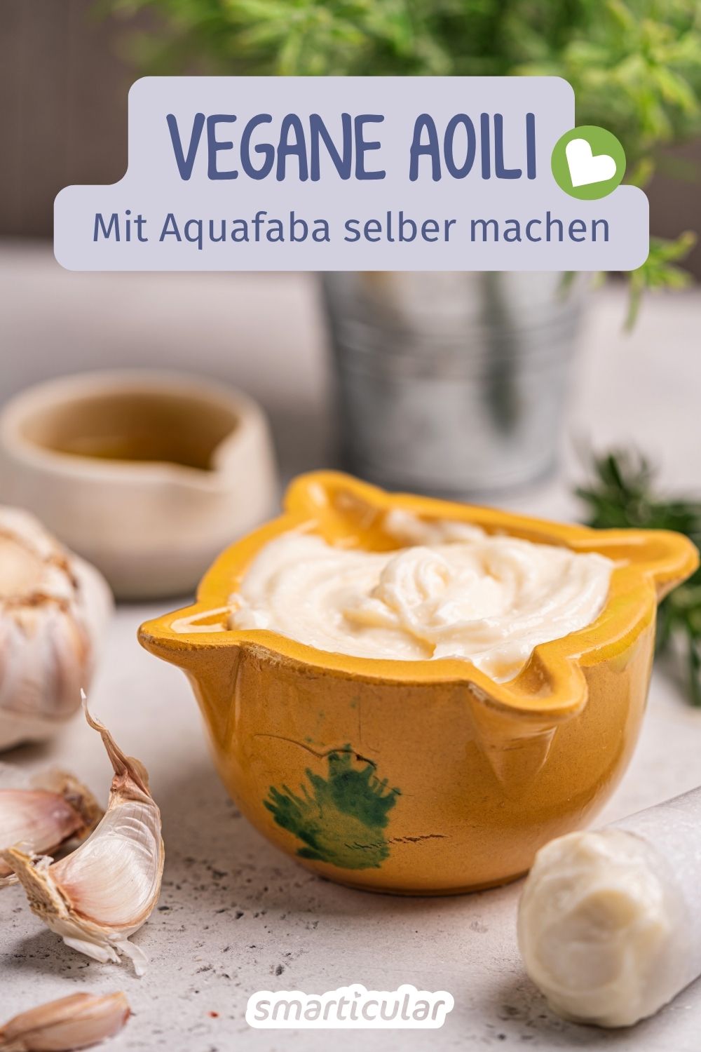 Cremige Aquafaba-Aioli einfach selber machen! 🧄 Mit diesem schnellen Rezept aus Kichererbsenwasser gelingt der perfekte Knoblauch-Dip.