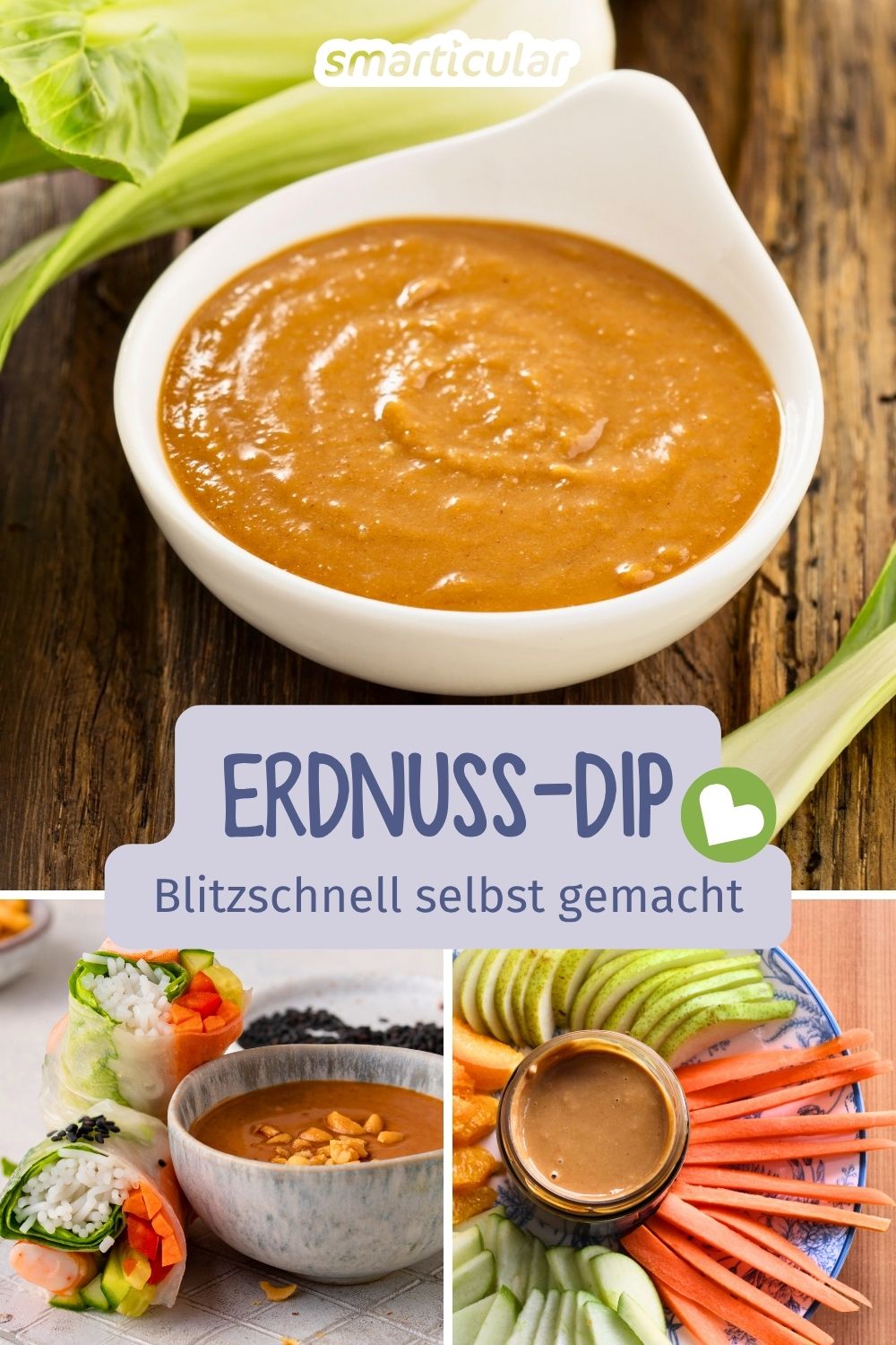 In wenigen Minuten einen cremigen Erdnuss-Dip selber machen: Dieses einfache Rezept passt perfekt zu Tofu, Fleisch, Sommerrollen und mehr.