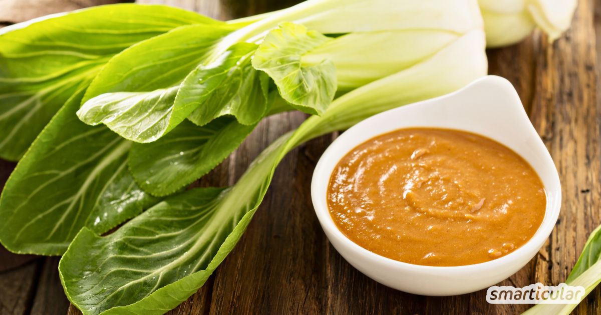 In wenigen Minuten einen cremigen Erdnuss-Dip selber machen: Dieses einfache Rezept passt perfekt zu Tofu, Fleisch, Sommerrollen und mehr.