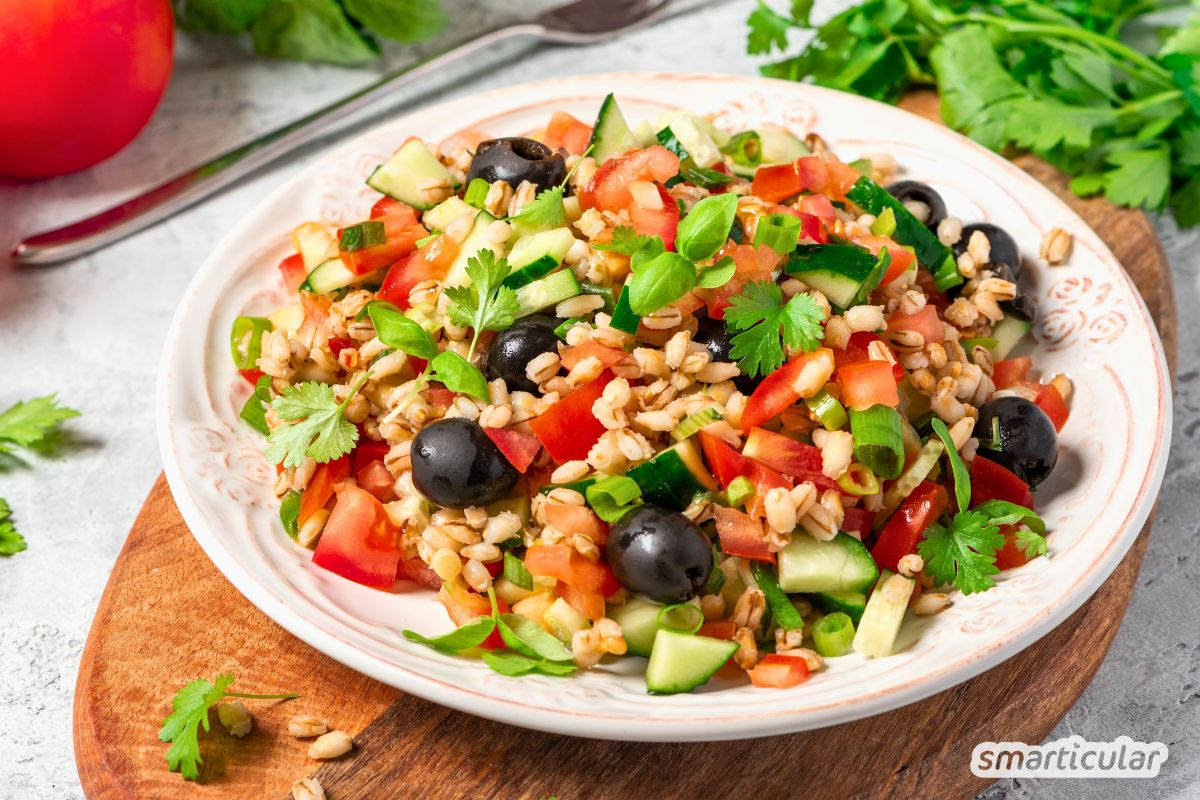 Rezept f&uuml;r mediterranen Graupensalat