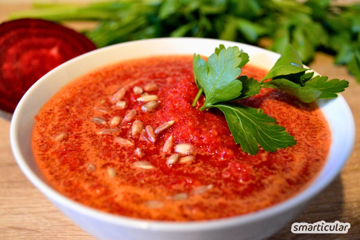 Rezept f&uuml;r Rohkostsuppe mit Roter Bete