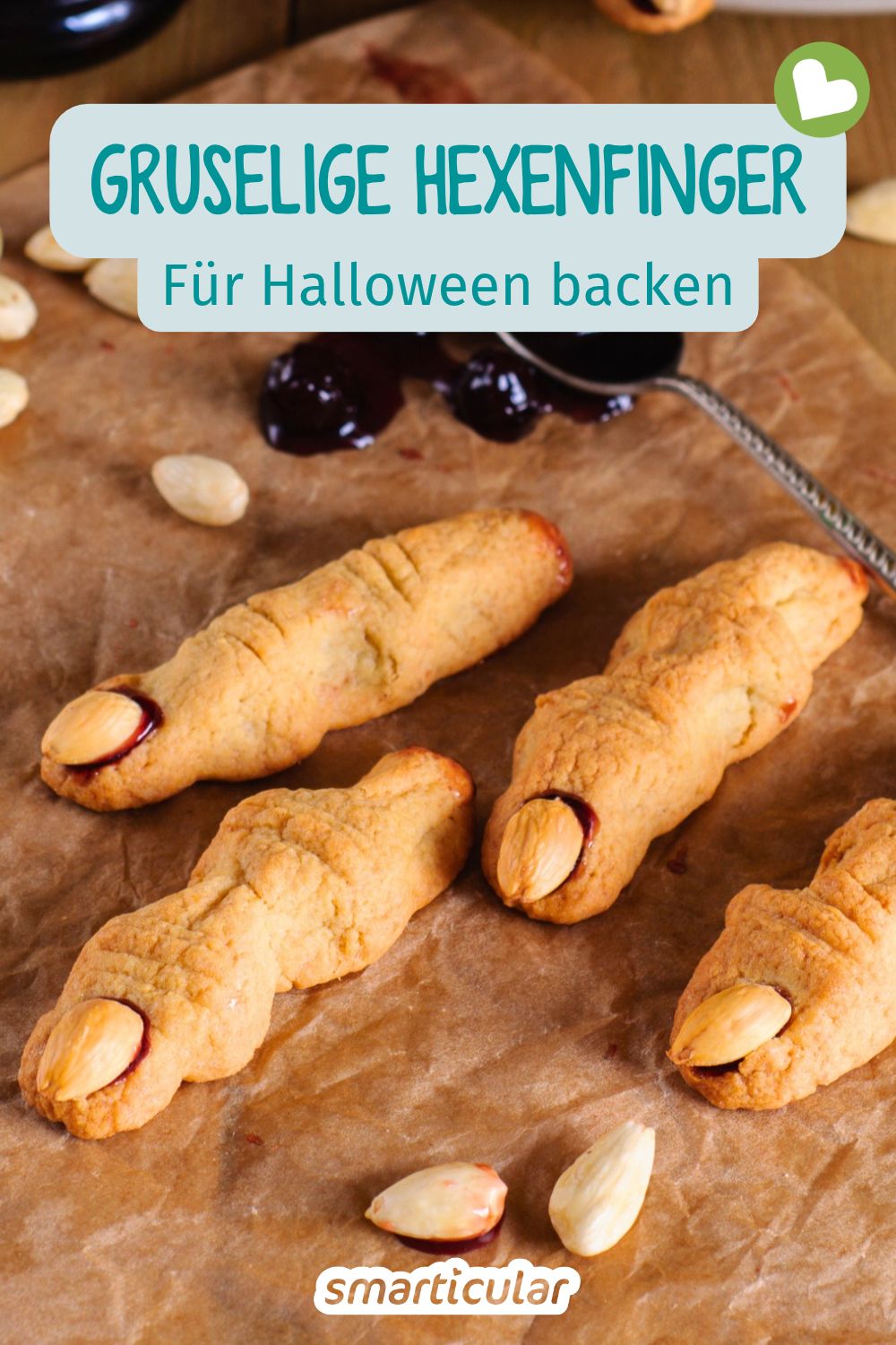 Gruselig-lecker und ganz ohne künstliche Zusätze: Mit diesem einfachen Hexenfinger-Rezept gelingt das Backen für Halloween garantiert.