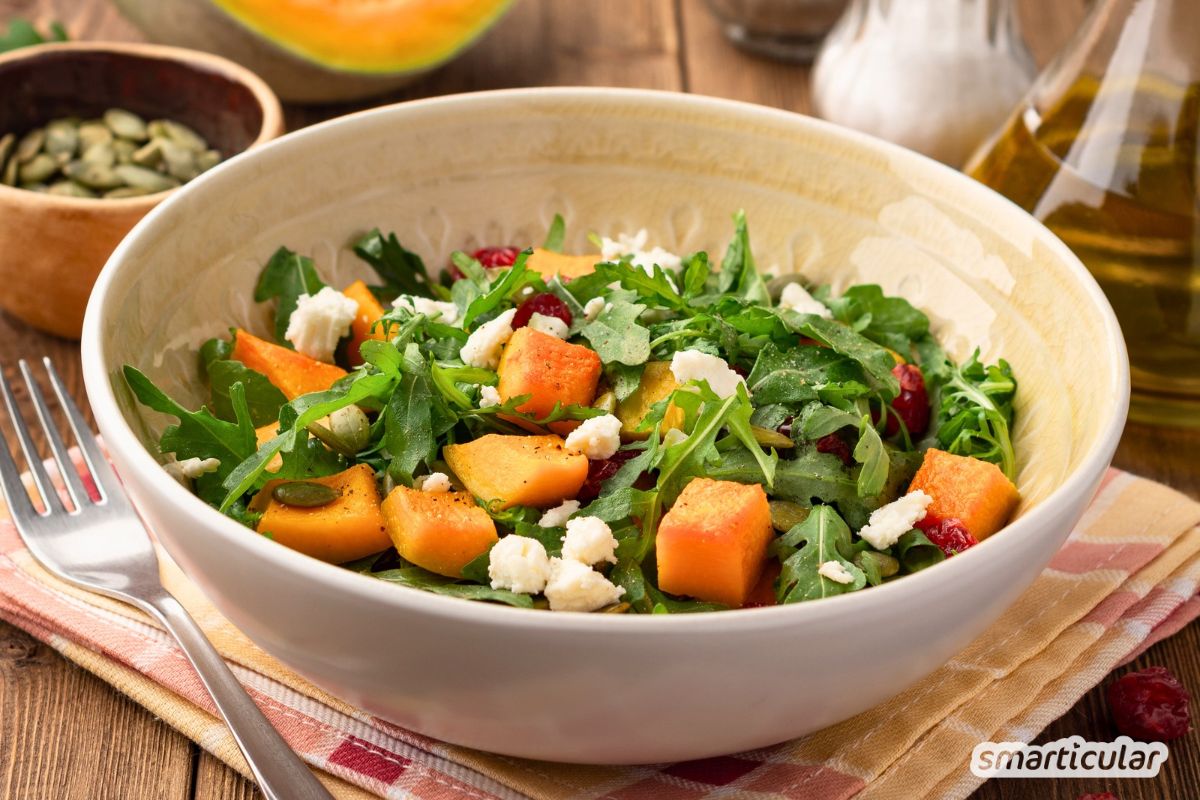 Rezept f&uuml;r herbstlichen K&uuml;rbissalat